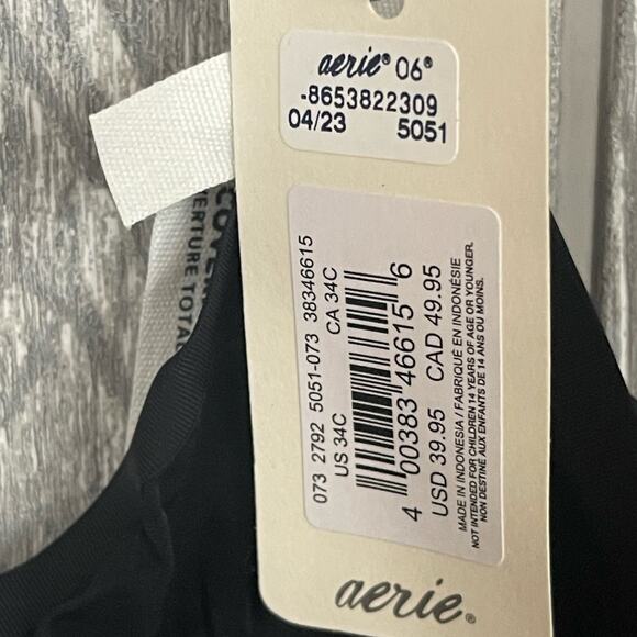 Aerie SMOOTHEZ Mesh Unlined Bra in True Black 34C NWT - Picture 9 of 9